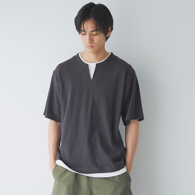 キーネックフェイクレイヤード半袖Tシャツ | coen【men】 | 詳細画像15 