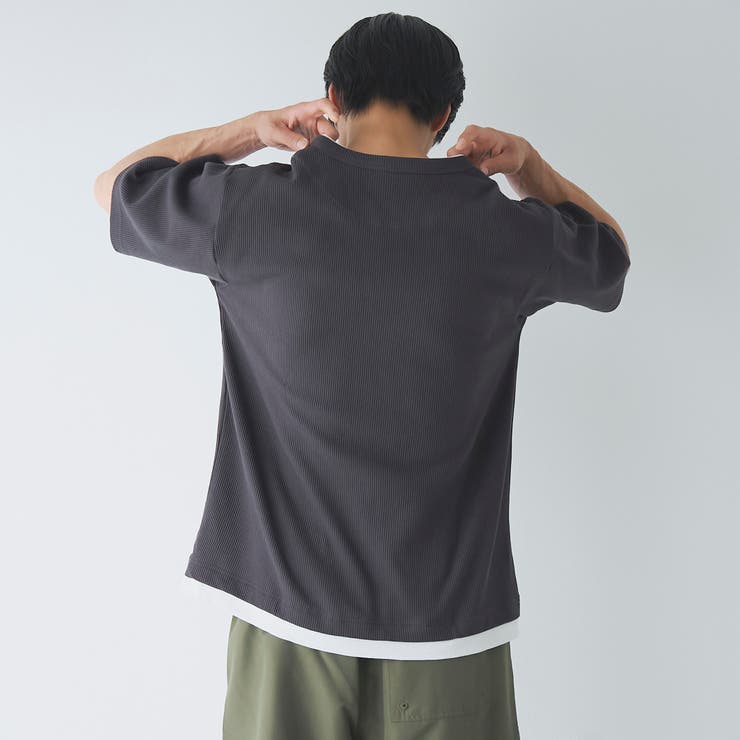 キーネックフェイクレイヤード半袖Tシャツ | coen【men】 | 詳細画像17 