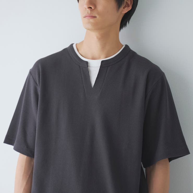 キーネックフェイクレイヤード半袖Tシャツ | coen【men】 | 詳細画像18 