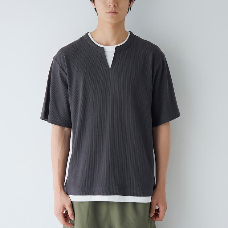 キーネックフェイクレイヤード半袖Tシャツ | coen【men】 | 詳細画像19 