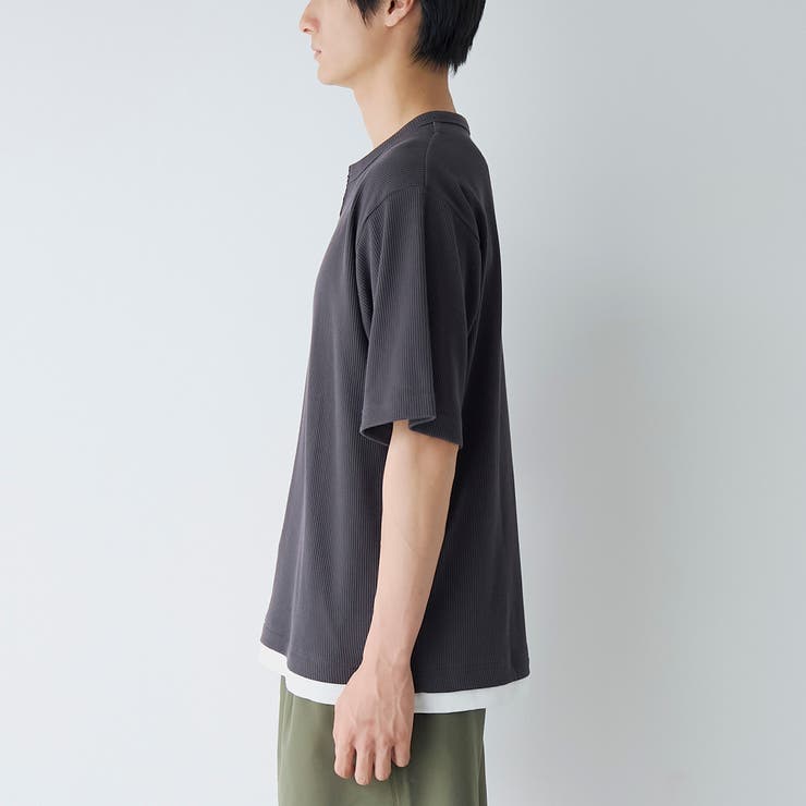 キーネックフェイクレイヤード半袖Tシャツ | coen【men】 | 詳細画像20 