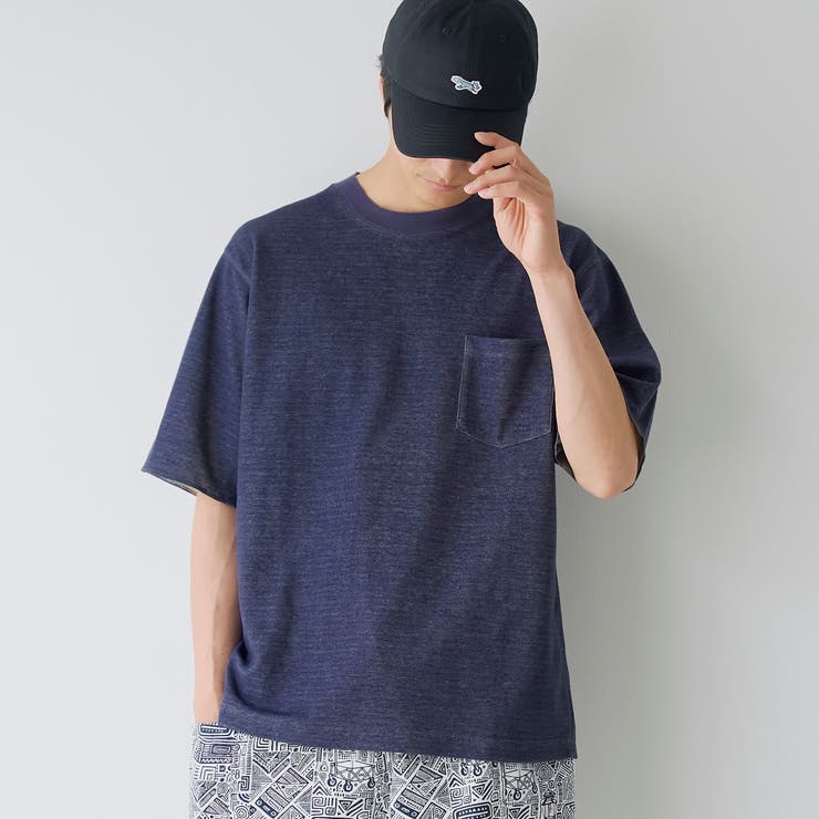 NAVY | 【吸水速乾/UVカット】配色ポンチ半袖ポケットTシャツ | coen【men】