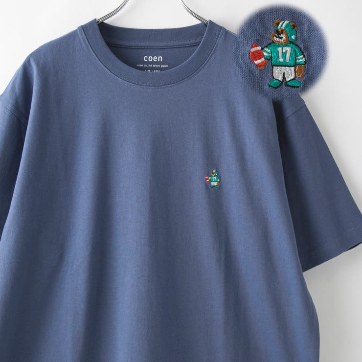 LT.BLUE | USAコットンベア刺繍Tシャツ | coen【men】