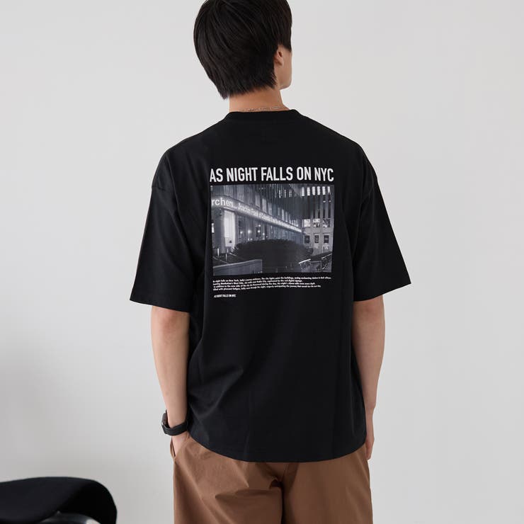 BLACK | Sarry CatフォトプリントTシャツ | coen【men】