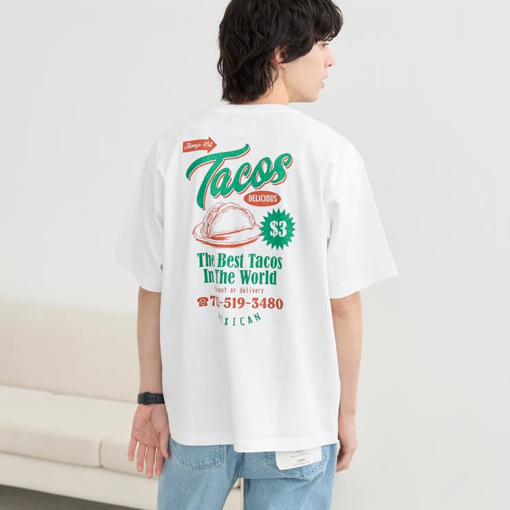 WHITE | USAコットンフードプリントTシャツ | coen【men】
