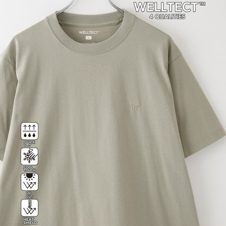 【WELLTECT】ロゴ刺繍Tシャツ ー吸水速乾、接触冷感、UVカット、遮熱ー | coen【men】 | 詳細画像1 