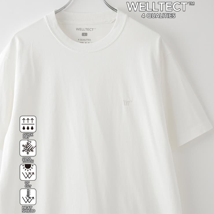 OFF WHITE | 【WELLTECT】ロゴ刺繍Tシャツ ー吸水速乾、接触冷感、UVカット、遮熱ー | coen【men】