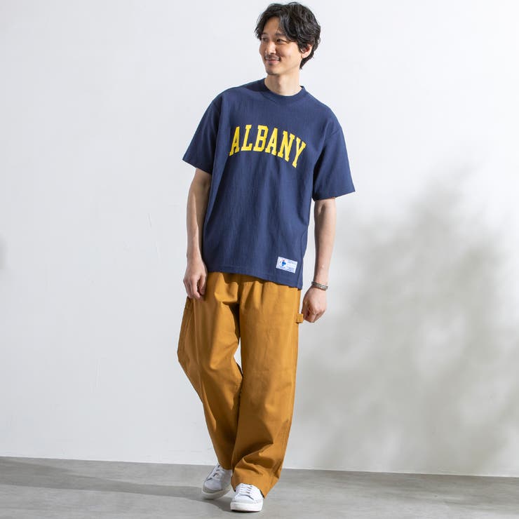 NAVY】ヘビーウェイトスラブプリントTシャツ(セットアップ対応)[品番