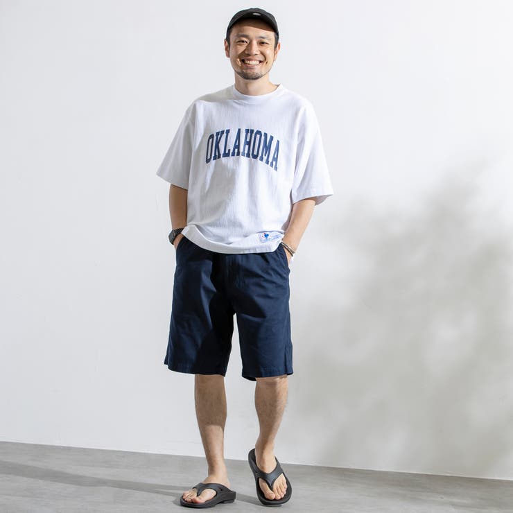 NAVY】ヘビーウェイトスラブプリントTシャツ(セットアップ対応)[品番