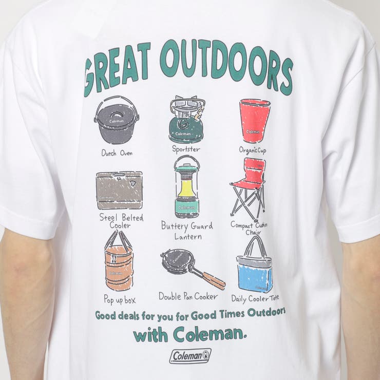 ◆ ◆コープストライプ ロゴTシャツ 2色 送料込 Coleman(コールマン)別注キャンプモチーフプリントTシャツ