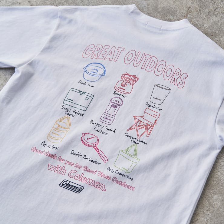 Coleman（コールマン）別注キャンプモチーフプリントTシャツ