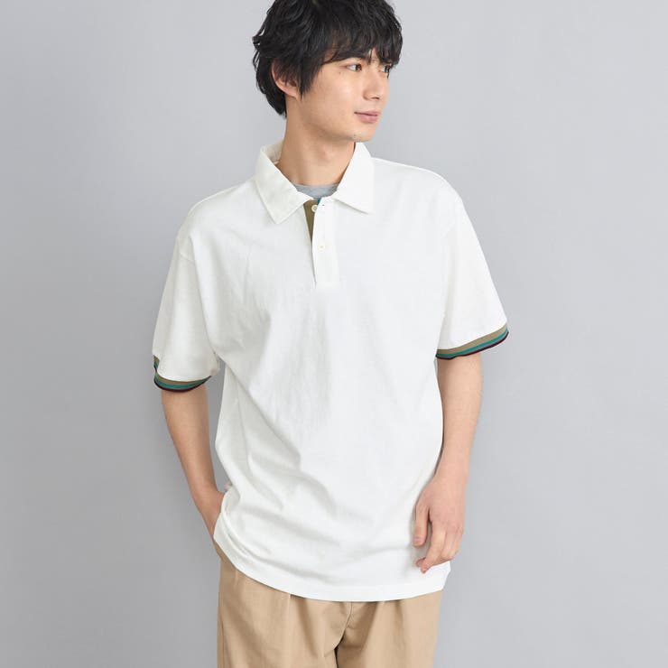 WHITE | カラーリブニットポロシャツ | coen【men】