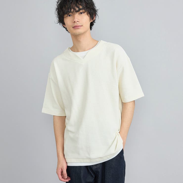 OFF WHITE | リップルフェイクレイヤードヘンリーネックTシャツ | coen【men】