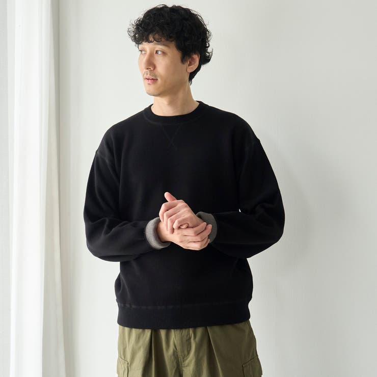 微配色ダブルフェイス スウェットライク クルーネックニット | coen【men】 | 詳細画像4 