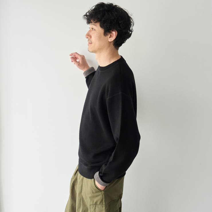 微配色ダブルフェイス スウェットライク クルーネックニット | coen【men】 | 詳細画像5 