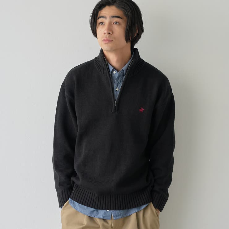 【WEB限定】POLO BCS ハーフジップスタンドカラーニット | coen【men】 | 詳細画像1 