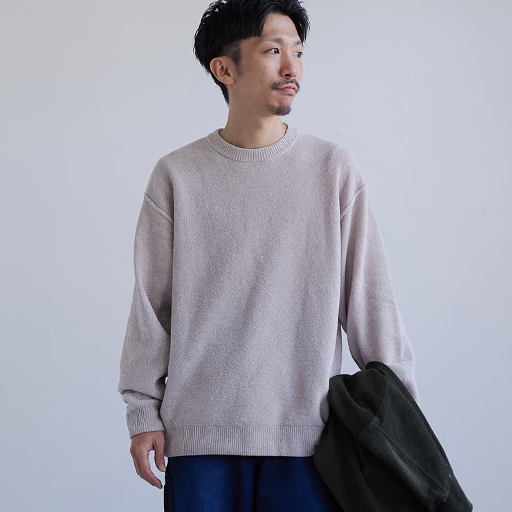 NATURAL | リバーシブルソフトタッチモールニットプルオーバー | coen【men】
