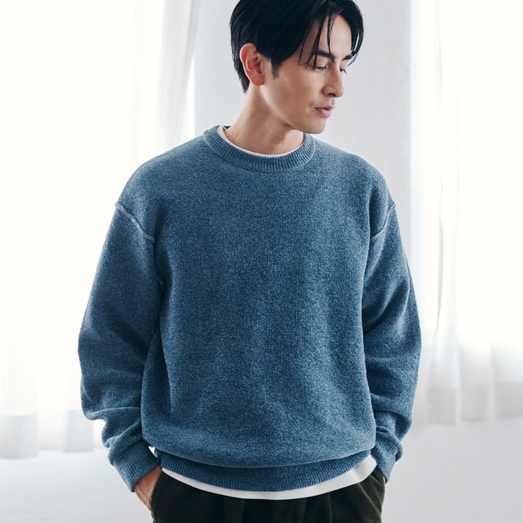 TURQUOISE | リバーシブルソフトタッチモールニットプルオーバー | coen【men】
