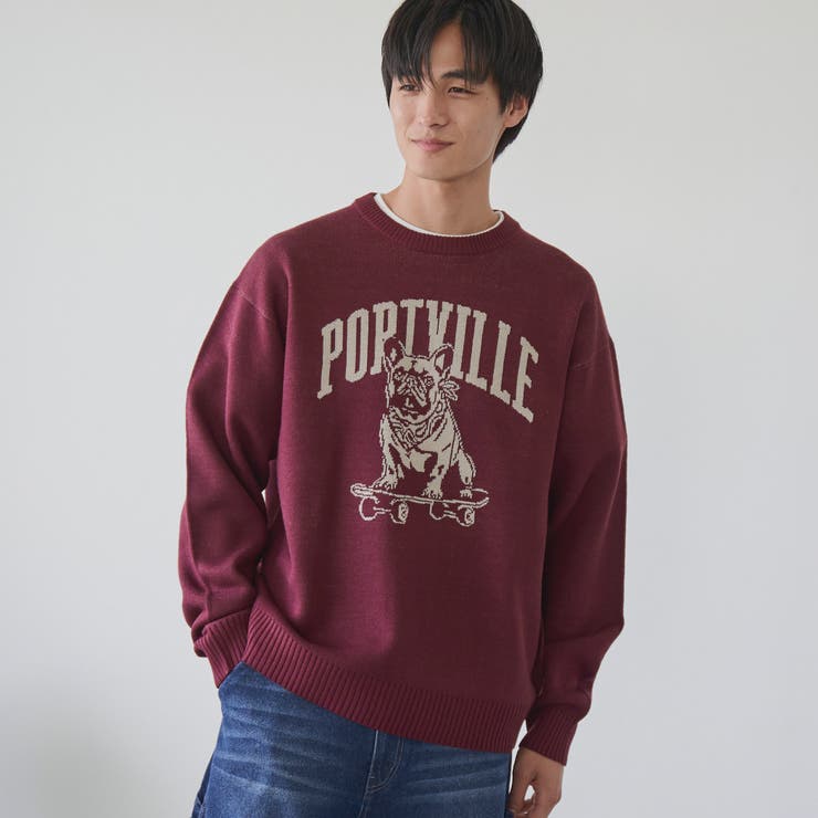 WINE | ドッグジャガードニットプルオーバー | coen【men】