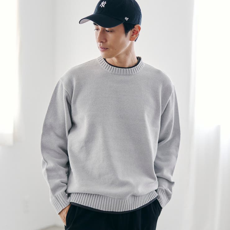 LT.GRAY | フェイクレイヤードモールニット | coen【men】