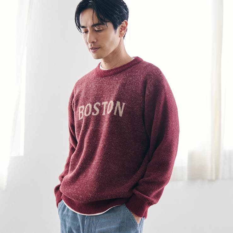 WINE | ショートフェザーニットロゴプルオーバー | coen【men】