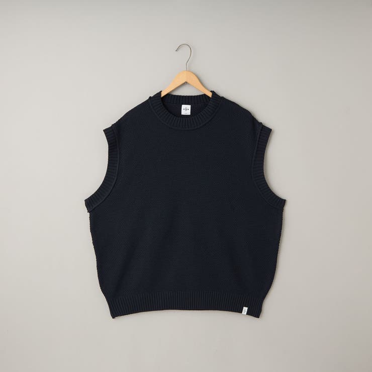 NAVY | コットンライク ニットベスト | coen【men】