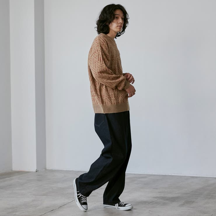 ジャガード総柄ルーズニット[品番：COEW0004802]｜coen【men