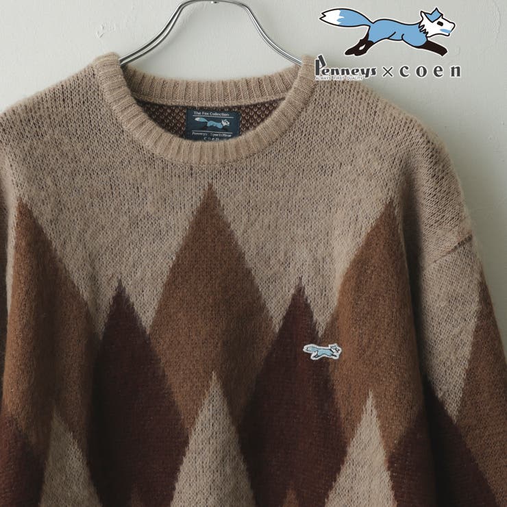 MD.BROWN | PENNEYS（ぺニーズ）別注ビッグシルエットジャガード柄シャギーニット チェッ… | coen【men】