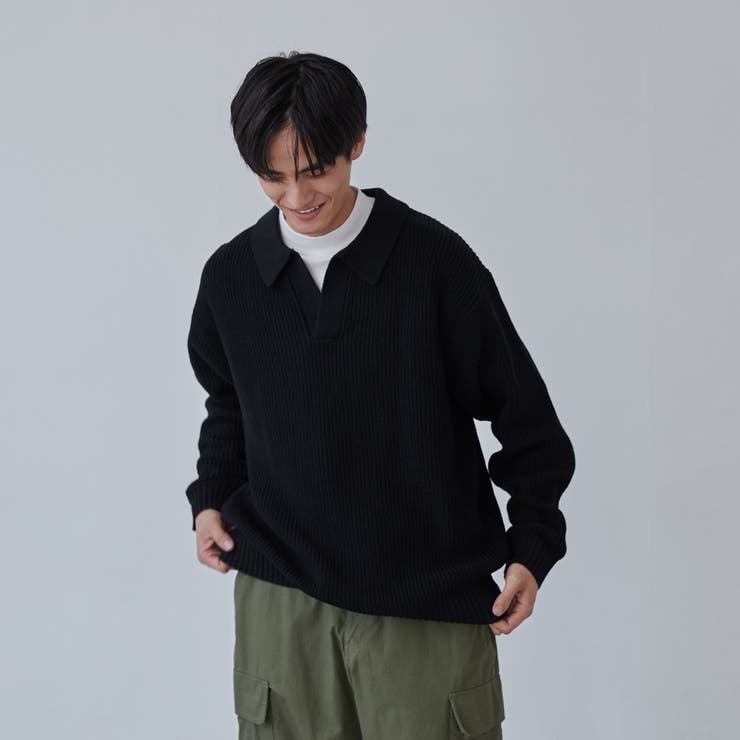 ルーズシルエットアゼ編みスキッパーニット（WEB限定カラー） | coen【men】 | 詳細画像8 