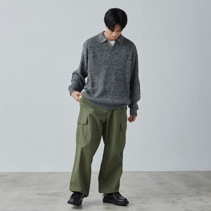 スキッパーメランジニットプルオーバー[品番：COEW0005025]｜coen【men