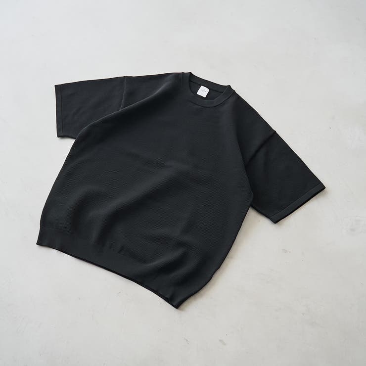 BLACK | ポリメッシュニットクルーネックプルオーバー | coen【men】