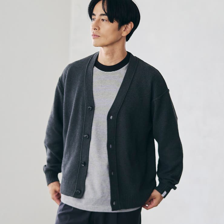 DK.GRAY | コットンライク ニットカーディガン | coen【men】