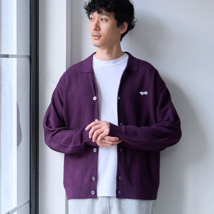 PURPLE | Penneys（ぺニーズ）別注ワンポイントポロ衿ニットカーディガン | coen【men】