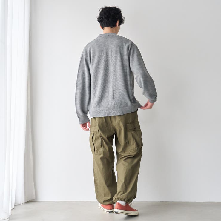 Penneys（ぺニーズ）別注ワンポイントポロ衿ニットカーディガン（グレー） | coen【men】 | 詳細画像3 