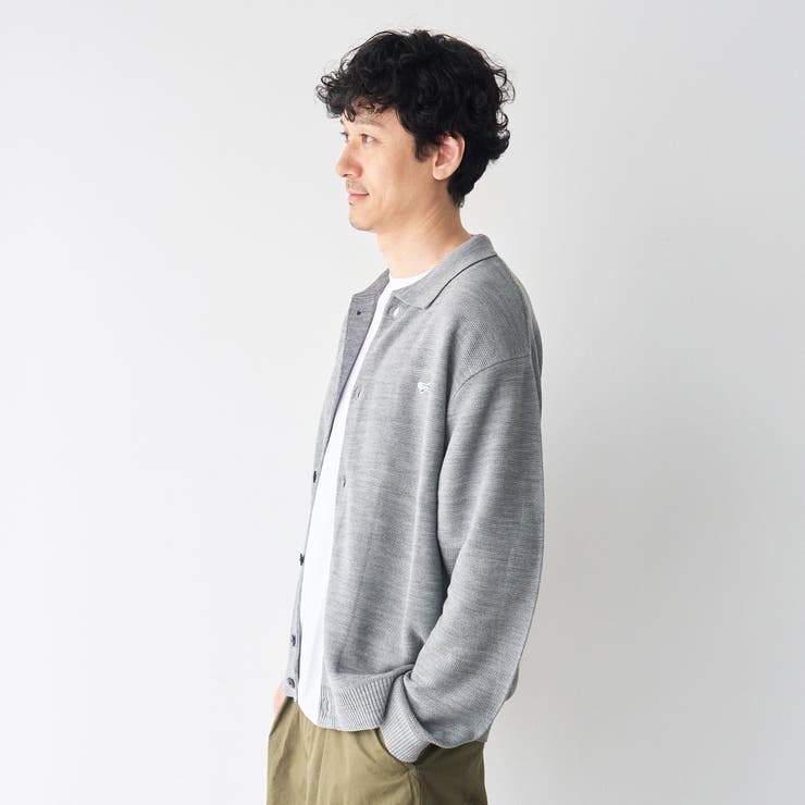 Penneys（ぺニーズ）別注ワンポイントポロ衿ニットカーディガン（グレー） | coen【men】 | 詳細画像5 