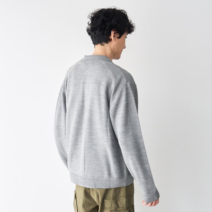 Penneys（ぺニーズ）別注ワンポイントポロ衿ニットカーディガン（グレー） | coen【men】 | 詳細画像6 