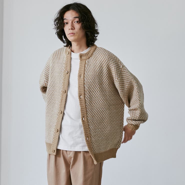 ビッグシルエットポップコーンニットカーディガン[品番