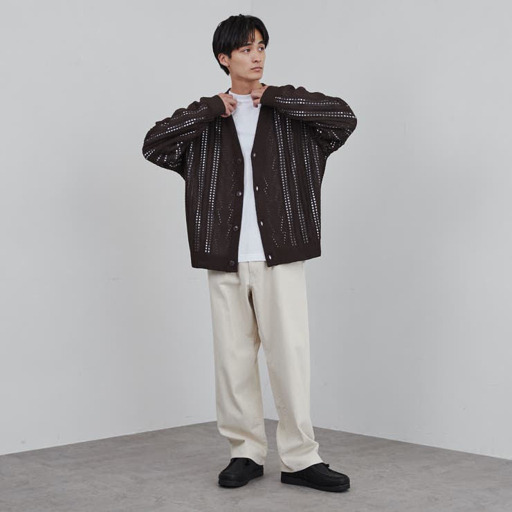 透かし編みルーズニットカーディガン23AW