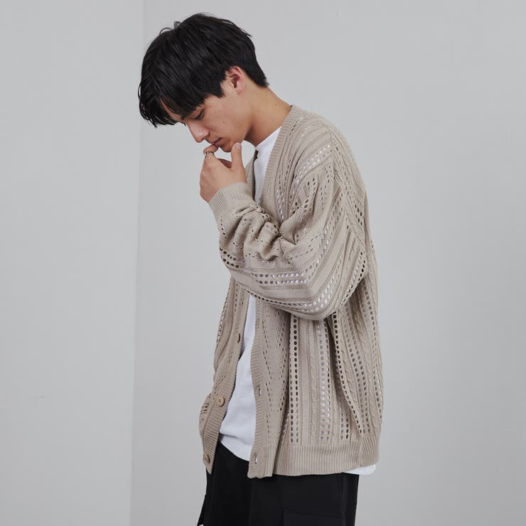 透かし編みルーズニットカーディガン23AW[品番：COEW0004606