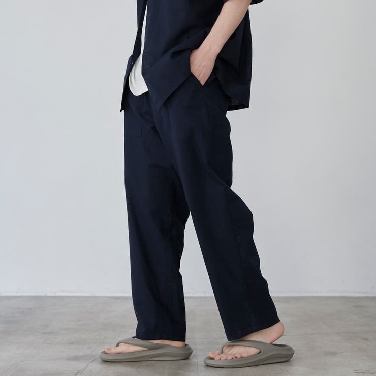 リネン　パンツ フレンチリネンコットンイージーベイカーパンツ[品番