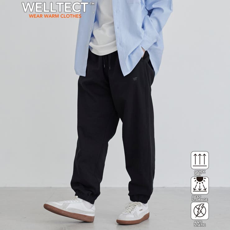BLACK | 【WELLTECT】ワンポイントロゴ刺繍スウェットパンツ | coen【men】