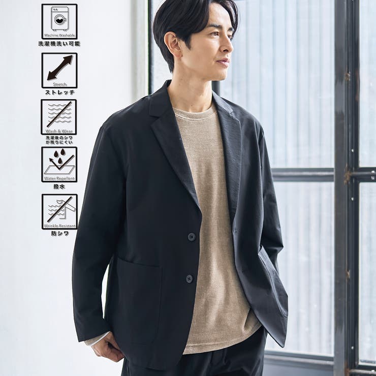 BLACK | ハイカーテックテーラードジャケット【防シワ/ストレッチ/撥水/ウォッシャブル】 | coen【men】
