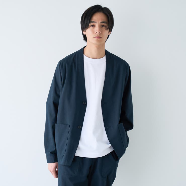 ハイブリッドリネン ノーカラージャケット【吸水速乾・防シワ・UVカット】 | coen【men】 | 詳細画像13 