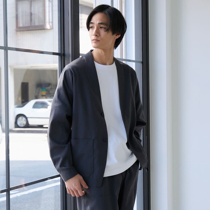 ハイブリッドリネン ノーカラージャケット【吸水速乾・防シワ・UVカット】 | coen【men】 | 詳細画像4 