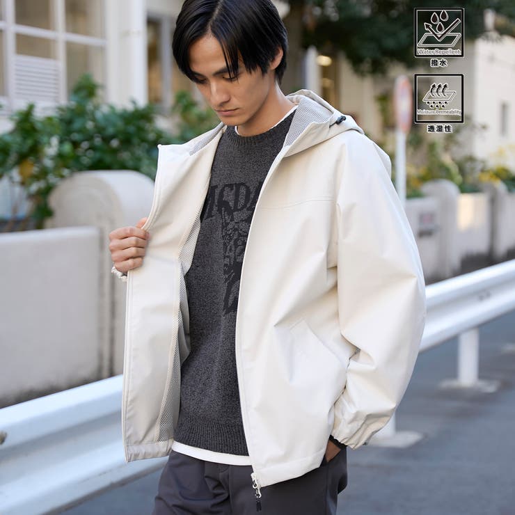 OFF WHITE | 【好評につき新色登場】ウィンドブロックシェルターフードブルゾン【撥水、透湿、防風… | coen【men】
