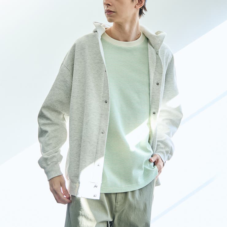 LT.GRAY | クリーンプラススウェットスナップボタンパーカー【防汚（食品汚れ）、UVカット】 | coen【men】