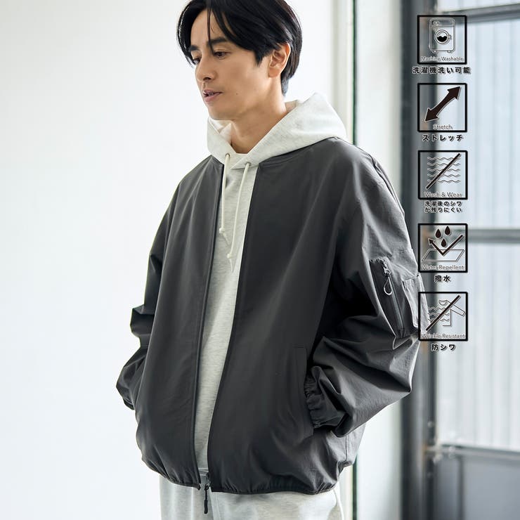 DK.GRAY | ハイカーテックブルゾン【防シワ/ストレッチ/撥水/ウォッシャブル】 | coen【men】