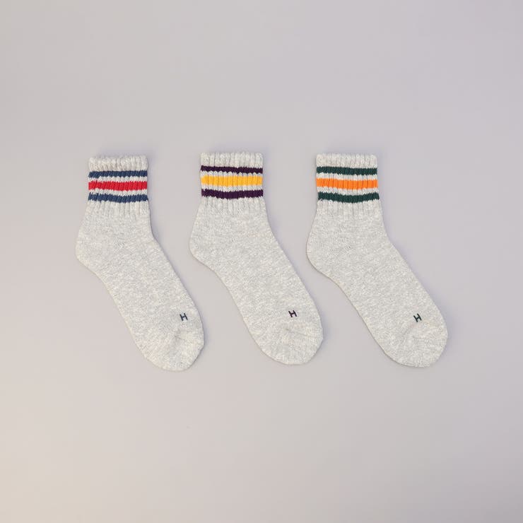 HealthKnit（ヘルスニット）スラブ3ラインソックス【3足セット】 | coen【men】 | 詳細画像1 