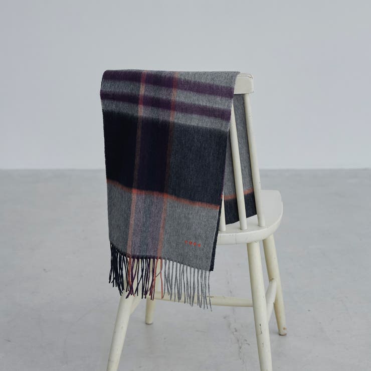 ワンポイント刺繍ウールチェックマフラー | coen【men】 | 詳細画像2 