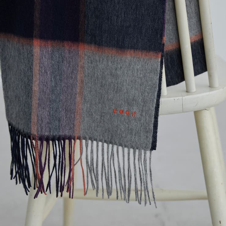 ワンポイント刺繍ウールチェックマフラー | coen【men】 | 詳細画像3 